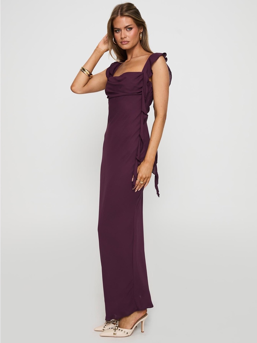 Princess Polly • NWT Ruffled Tie-Shoulder Maxi Dress
